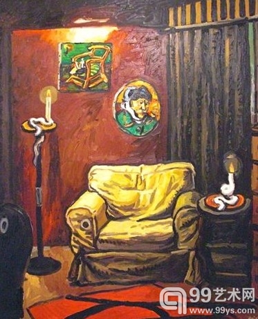 《书房（米色沙发）》，200 × 160 cm，布面油画