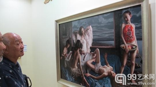 引起诸多争议的刘溢油画作品《搓麻将的女人》