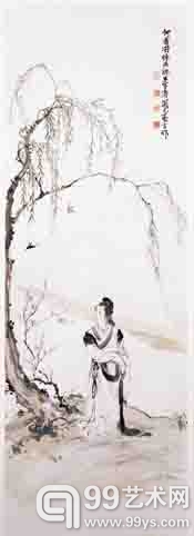 p柳树人物，何香凝、徐燕孙、王雪涛、周元亮，1950年代，135×47cm，设色纸本.jpg