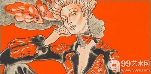 洛佩茲为《纽约时报》杂志创作的插画（局部），马克笔、油蜡和彩色纸，作于1970年代初