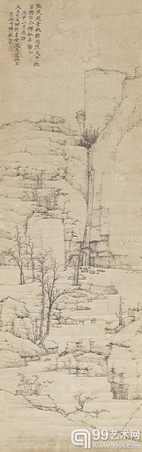 弘仁（1610-1663） 断崖流水图