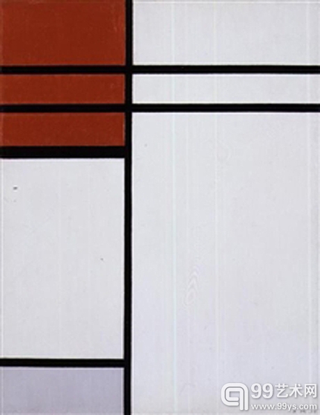 皮尔特·蒙德里安1936年的布上油画《红色和白色的组合物（A）》
