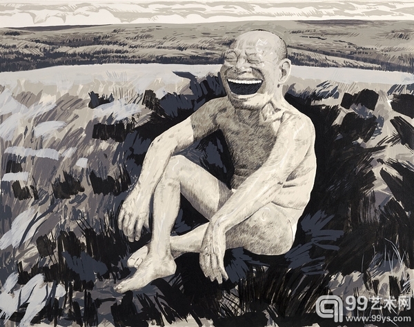 岳敏君GrasslandScreeprint1草地丝网印刷系列（坐着的笑脸泼皮）