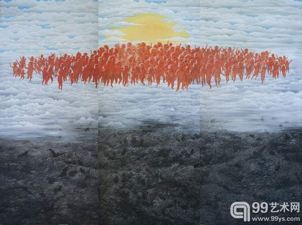 方力钧 2011秋，400×525cm，布面油画，2011年