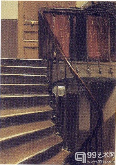 爱德华·霍珀1906年作品《巴黎里尔街48号的楼梯》