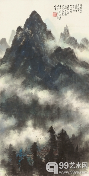 黎雄才 烟寺晚钟 立轴 136.5×68cm