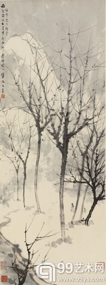 傅抱石 渊明沽酒 立轴 92×34