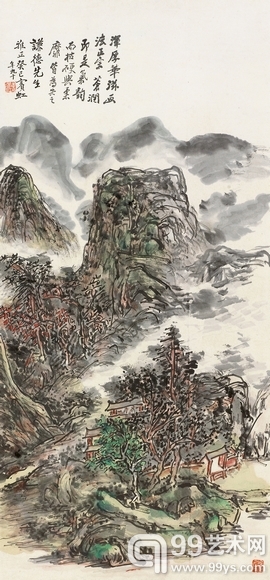 黃賓虹 溪山秋閣 立轴  96.5×44.5cm