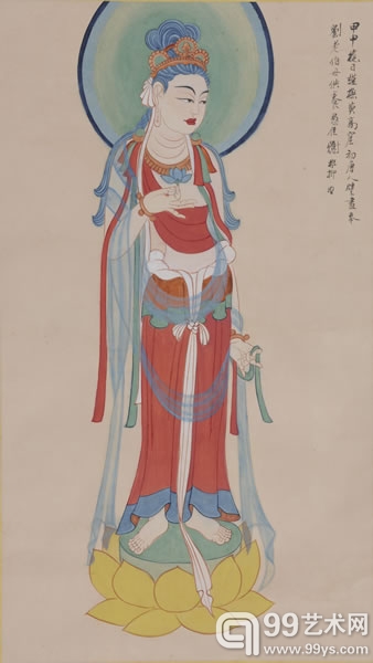 谢稚柳  观音大士像  立轴 设色纸本 1944年作  87X51cm 说　明： 刘丕基旧藏