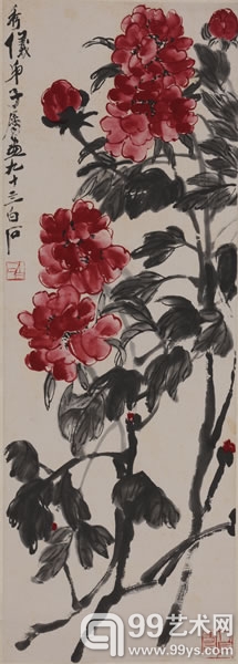齐白石 《国色天香》 118×42cm