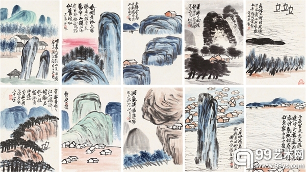 齐白石1922年设色纸本《山水图册》中国嘉德香港拍卖会
