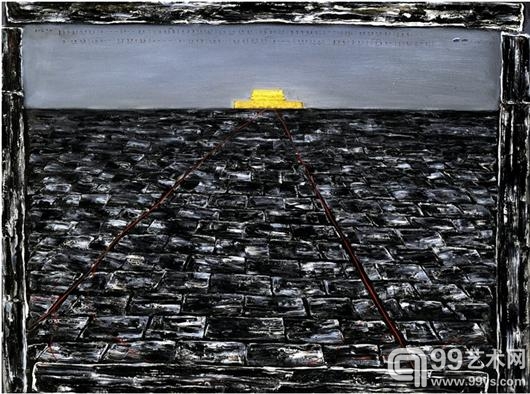 张晓刚 《天安门1》1993 油画画布 画框  98.6 x 128 cm