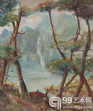  李铁夫 《遥望瀑布》