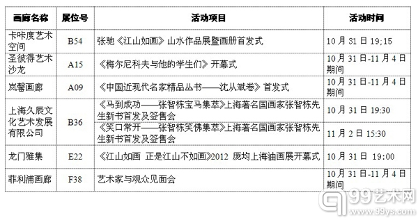 参展画廊现场活动时刻表