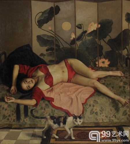 杨飞云 荷花屏风