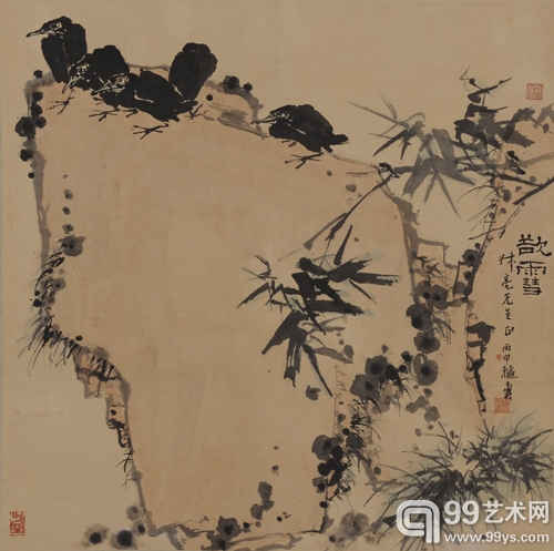 潘天寿 欲雪 1956年作 设色纸本 82×81cm