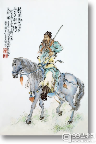 王琦  “精忠岳飞”瓷板  38.5×25cm