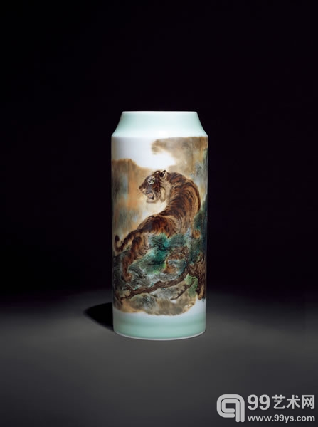 毕德芳  “虎图”瓷瓶  高 38.5cm