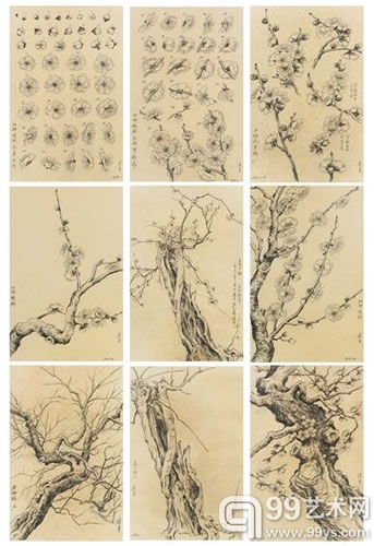 2012年泓盛秋季拍卖会精品鉴赏：陶冷月《素绘梅花谱》