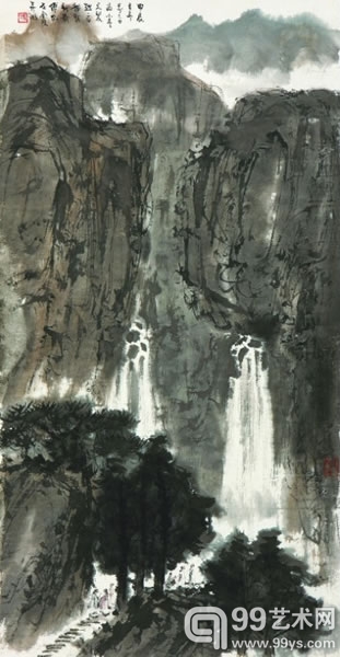 傅抱石 松荫观瀑   