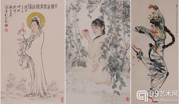 左起：范曾 观世音菩萨造像 1991年作 83.5×50cm