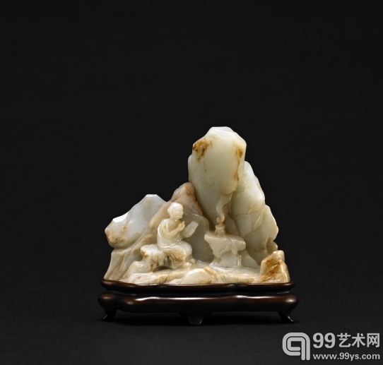 清乾隆 白玉雕罗汉山子H:11.5cm