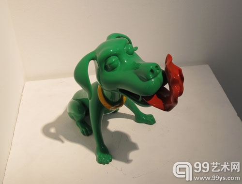 绿狗雕塑（一） 青铜 金属漆