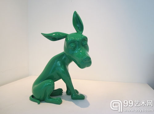 绿狗雕塑（二） 青铜 金属漆