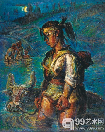 过河少女（119 x 94.5cm）