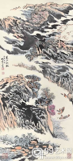 陆俨少(1909-1993) 荒江钓艇