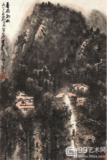 李可染《暮雨初收》（69×46cm），