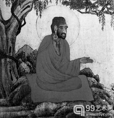 难得一见的元赵孟頫《红衣西域僧图卷》（局部）。
