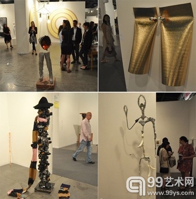 从左上逆时针起分别为：萨拉·卢卡斯（Sarah Lucas）的作品“Beefcocktitbuster”（2012），加布里埃尔·库里（Gabriel Kuri）的作品“Double Self Portrait as Coordinate V8”（2012），大卫·阿尔特米德（David Altmejd）的作品“Untitled 4（Bodybuilders）”（2012），贾斯汀·利伯曼（Justin Lieberman）的作品“Colleen”（2012）