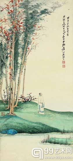 张大千（1899～1983）溪畔行吟图