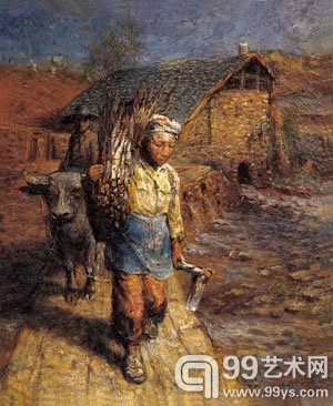 （LOT 1624）《走在水堤上的农夫》（60x50cm)