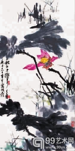 潘天寿《红荷图》