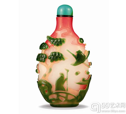 慎德堂款料胎套三彩鼻烟壶