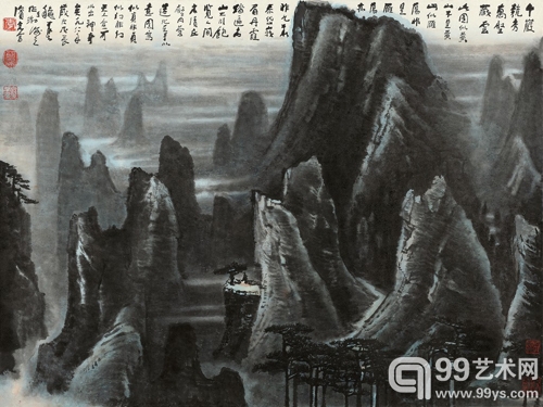 李可染《千岩竞秀·万壑藏云》