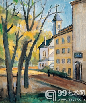 LOT 1521 关良 德国风景 油彩 画布 5041cm 1957