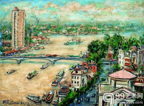 Lot1529 林达川 珠江大桥 油彩 画布 54×73cm