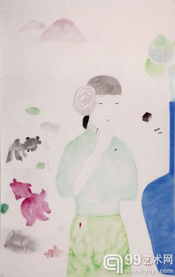 王濛莎作品- 夜来香  48cm×75cm 2012