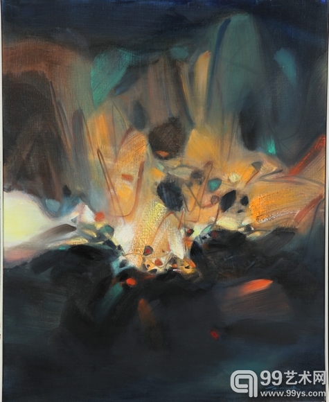 图五（拍品号A064  朱德群 《视万物于虚空》 92x73cm  布上油画  1989年  估价1,900,000-2,500,000）