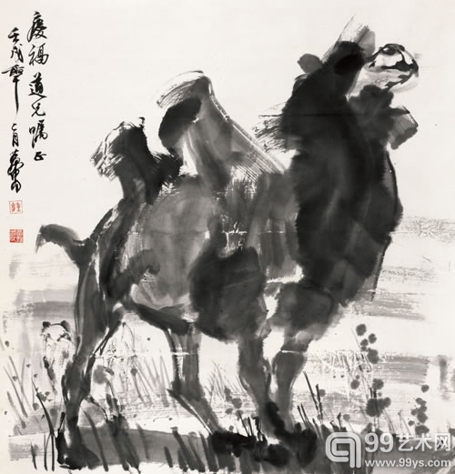 Lot 1229 黄胄 骆驼 水墨纸本 1982年作 100×106cm