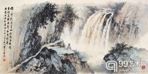 Lot1024 黄君璧 高山流水 镜片 纸本设色 1984年作 60×120cm