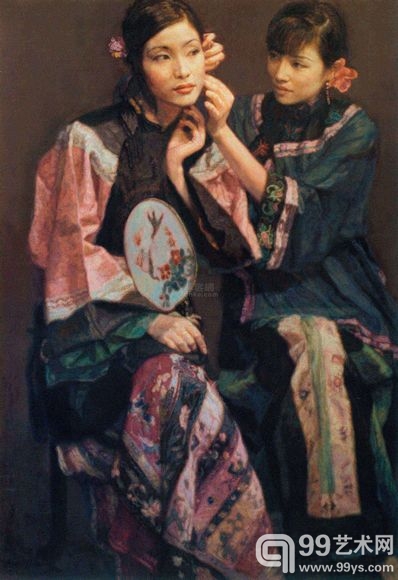 陈逸飞 助妆 180.0×125.0CM  油彩 画布