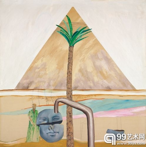 大卫·霍克尼作品《吉萨大金字塔与残破的底比斯头像》