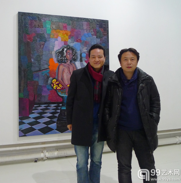 "宝石迷阵——刘光光个展"展览现场 策展人苏磊与艺术家何汶玦