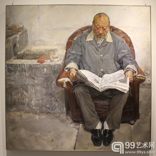 李文东《画室里的老吕》