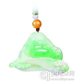 玉雕大师翁伟民的作品《心中有佛》，100元起拍，53760元成交。