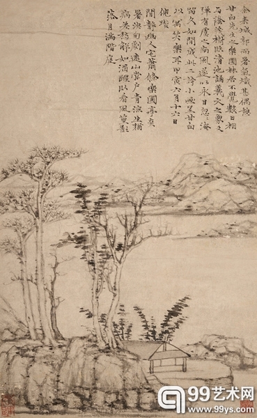 倪瓒款《乐圃林居图》，100元起拍，575万元成交。